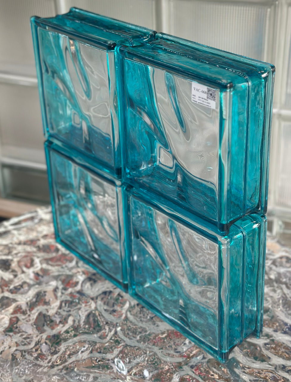 Light Blue Cloud Glass Brick VAC-068