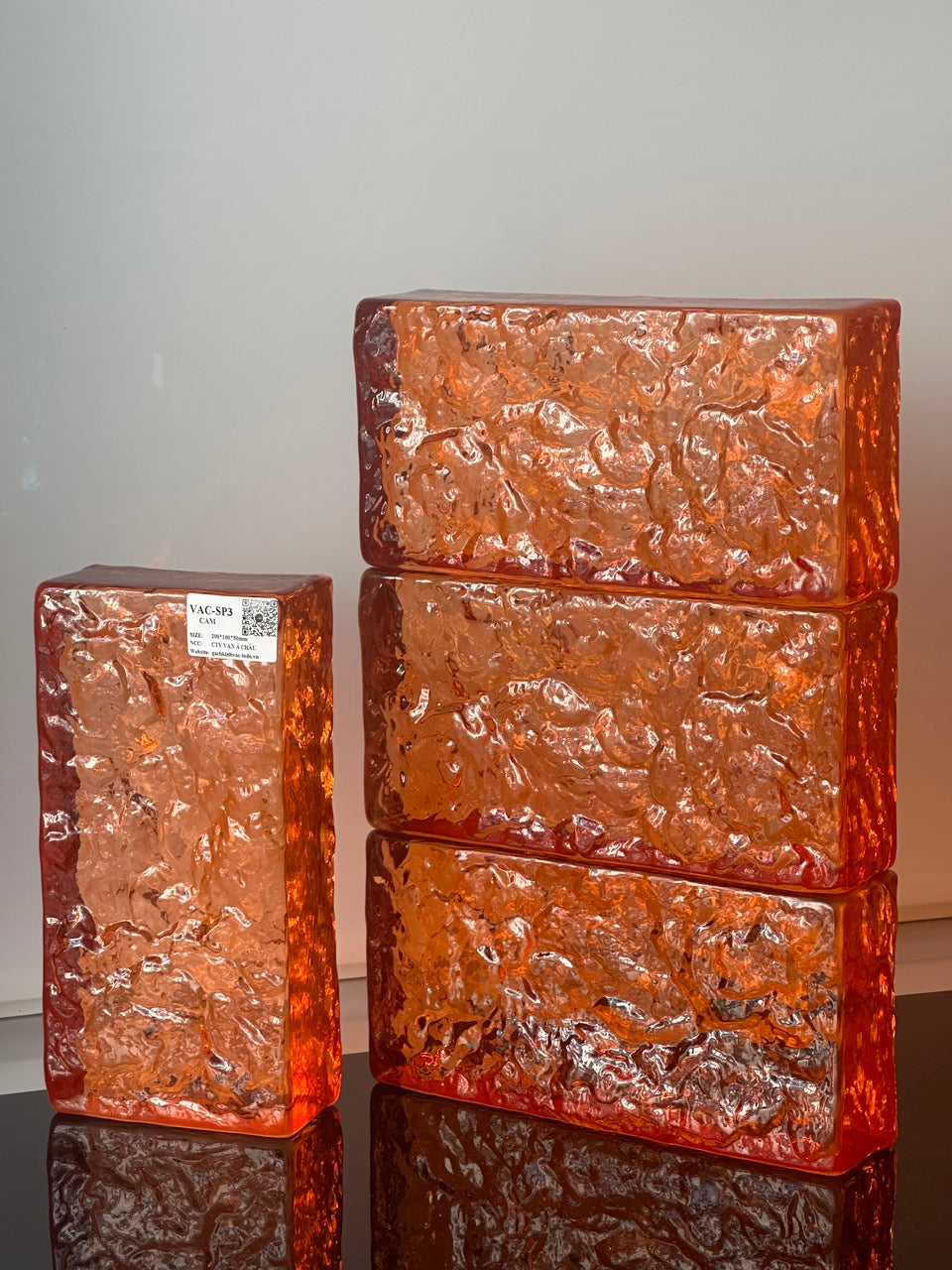 SP3-Orange Solid Glass Block