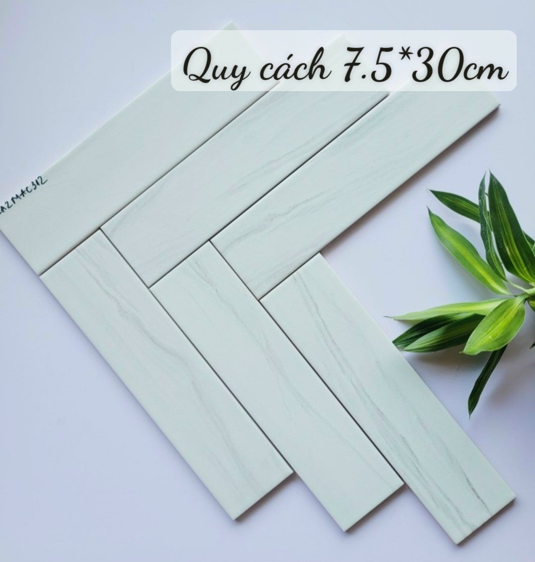 Vietnamese tile, glossy cream white, size 75x300 mm, CLA2MAC312, Type 1 (1 box/ 50 tiles/ 1.125m2)