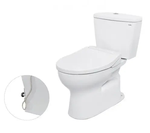 Two-piece toilet, soft-closing lid with cold water faucet TCW07S CS300DRE2W