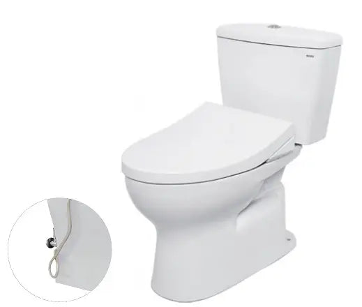 Two-piece toilet, soft-closing lid with cold water faucet TCW1211A CS300DRE4W