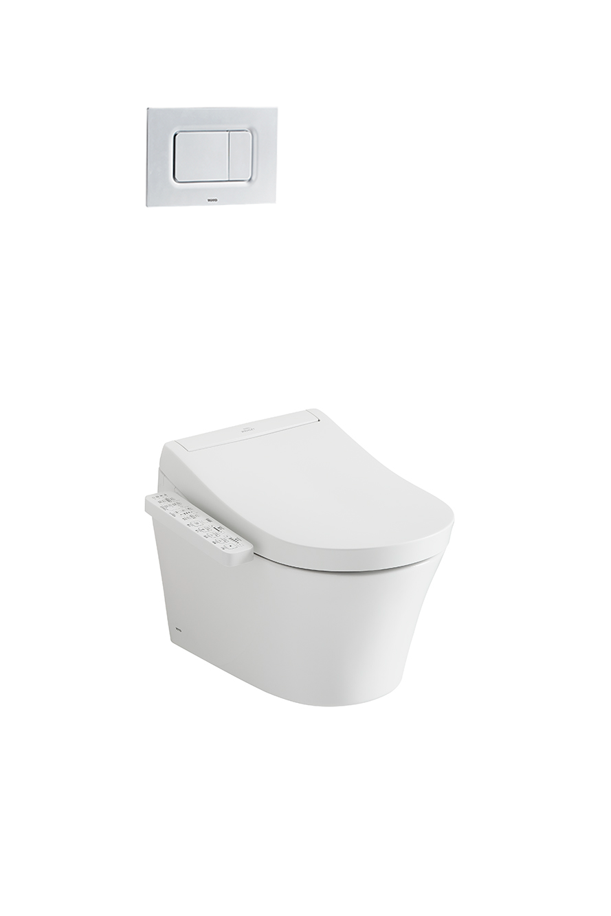 Wall-hung toilet with electronic bidet cover S2 series CW553C_TCF33370GAA_WH172AT_TCA465_MB170PSS
