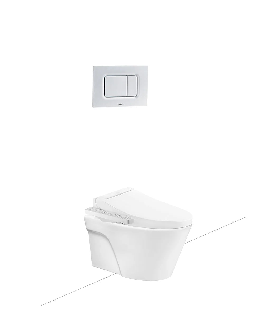 Wall-hung toilet with electronic bidet WASHLET C2 CW822RA_TCF23410AAA_WH172A