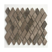 Diamond mosaic tile mixed with stone 260x300mm brown