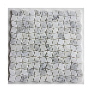 Diamond shaped stone mosaic tile 283x283mm white