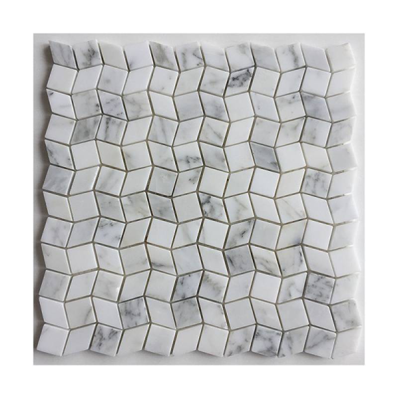 Diamond shaped stone mosaic tile 283x283mm white