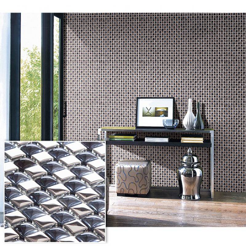 Ceramic mosaic tiles mixed with metal for bathroom decoration 300x300mm WA1503