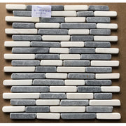 Natural stone mosaic black vibrating NA mix milky white 15mm LUX-15QRM14