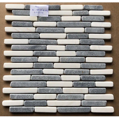 Natural stone mosaic black vibrating NA mix milky white 15mm LUX-15QRM14