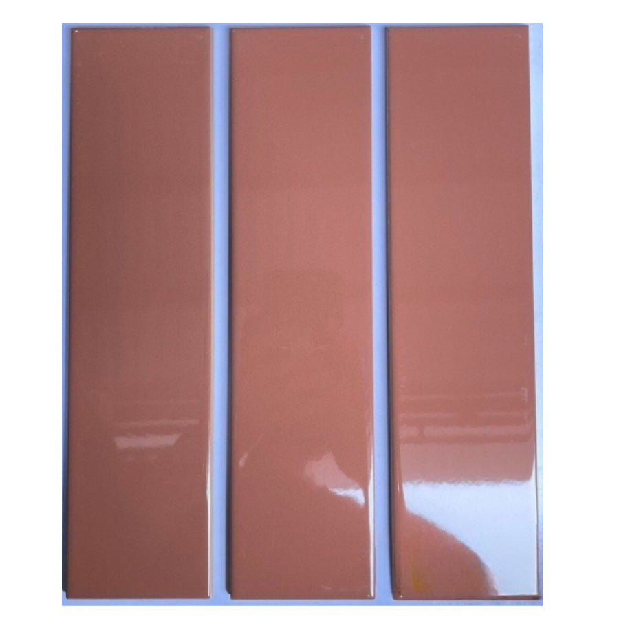 75x300mm Flat Glossy Pink Terracotta Tile 75319B