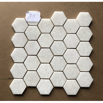 White salt hexagonal natural stone mosaic chip size 53x53 LUX-L53P005