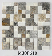 Mixed Mosaic Stone 23x48 DK + Milky White M38P601