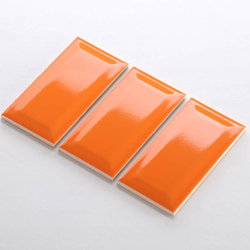 Orange beveled glossy tile 75x150 code M751509X