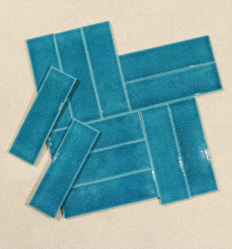 Blue crackle glazed ceramic tile 60x200mm code MBL60204