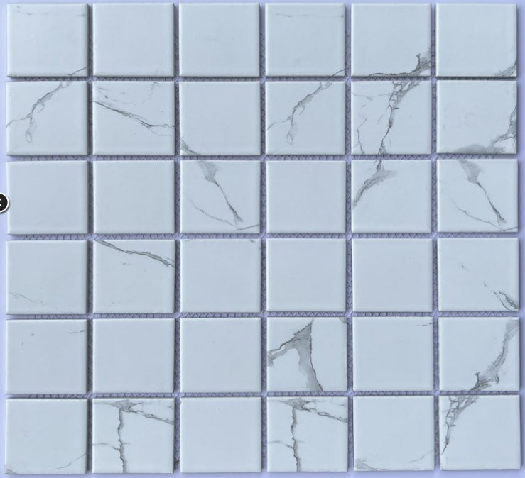 White ceramic mosaic tile with cloud pattern 48x48mm MHG P48M01