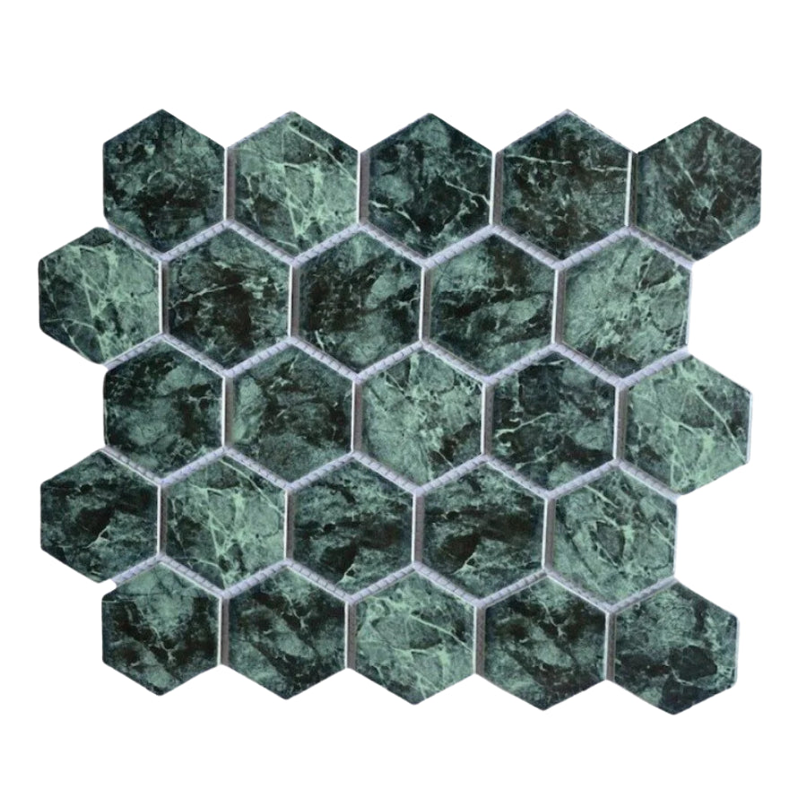 Moss Green Hexagonal Mosaic Tile P59M02