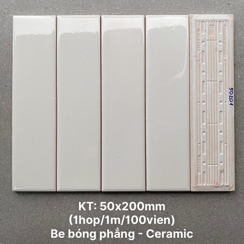 Flat glossy beige tile KT 50x200 PSTA50201