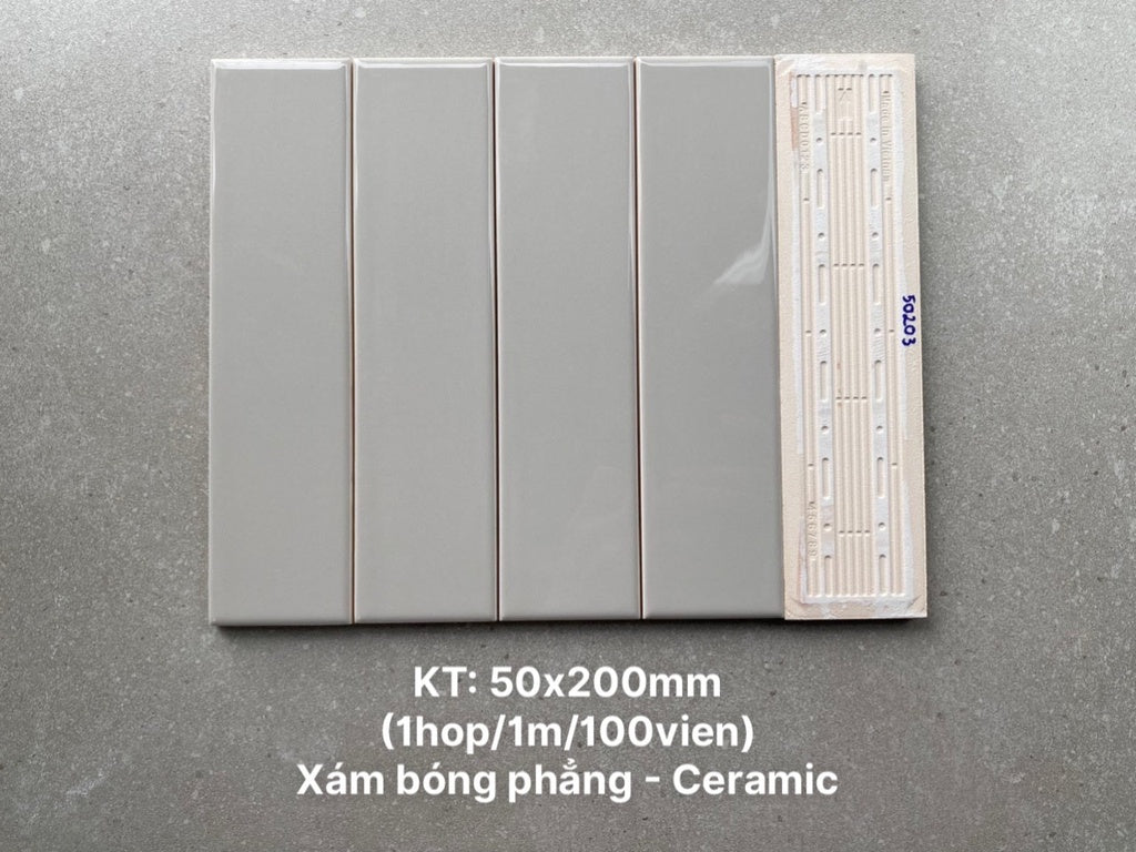 Flat glossy gray tile 50x200mm PSTA50203