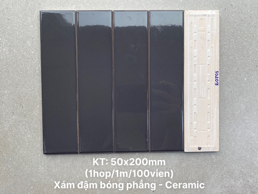 Flat glossy dark gray tile KT 50x200 PSTA50209