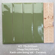 High-quality glossy green beveled tile, size 75x300mm PSTA75306DX5