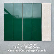 High-quality green glossy flat tile KT 75x300mm PSTA75312