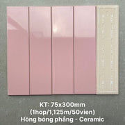 High-quality flat glossy pink tile, size 75x300mm PSTA75316