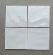 White glossy tile with curved surface 150x150mm code WH0606P