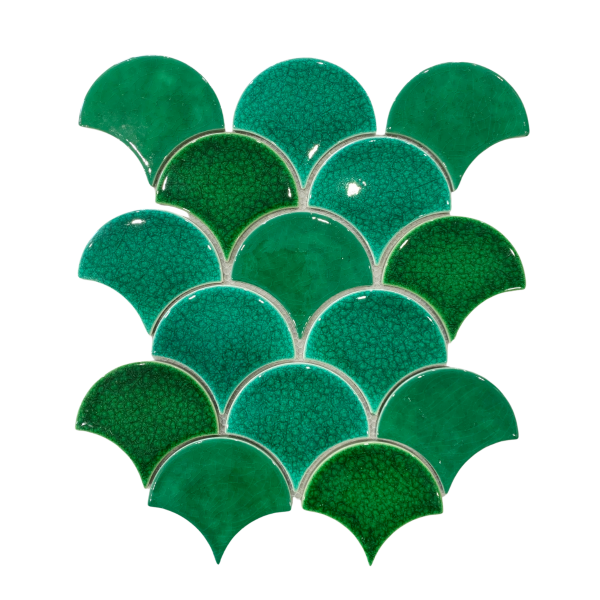 Cracked Glaze Fish Scale Mosaic Tile EMIX070821