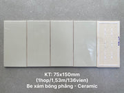 Vietnam flat glossy gray tile size 75x150mm type 1 code FA0306P
