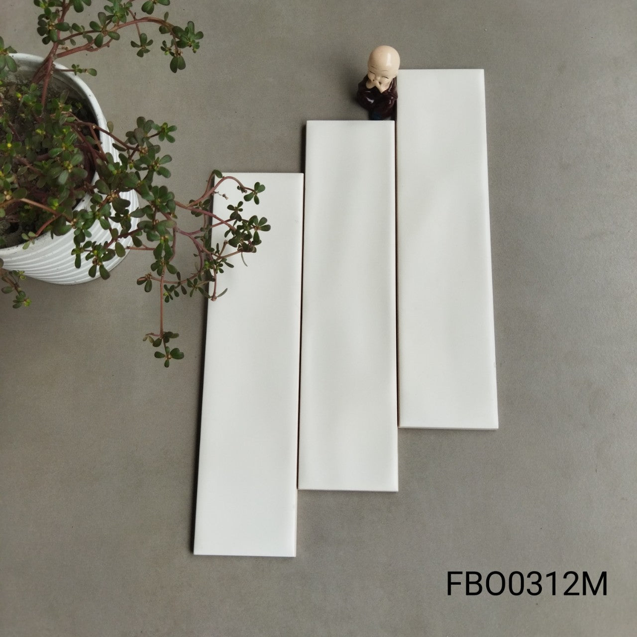Vietnamese tile, glossy cream white, size 75x300 mm, FB00312M_SA, Type 1 (1 box/ 50 tiles/ 1.125m2)