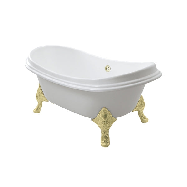 Enamel cast iron pedestal bathtub with gold plated legs FBY1756PTGEW