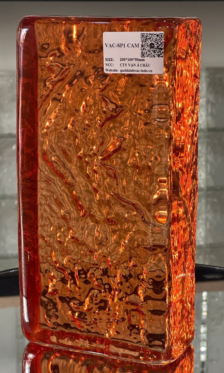 SP1 Orange Solid Glass Block