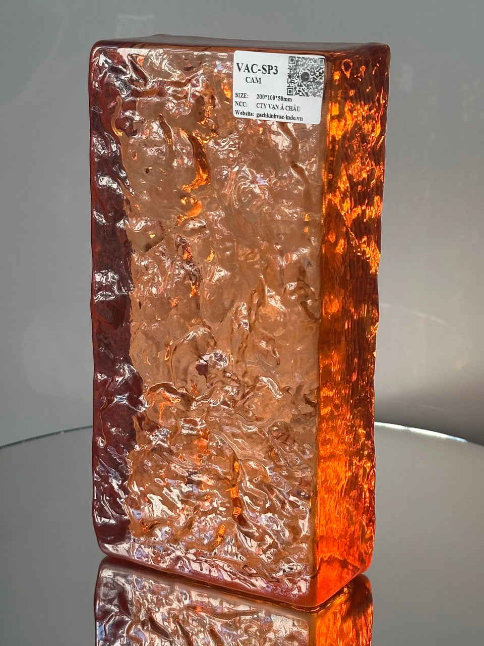 SP3-Orange Solid Glass Block