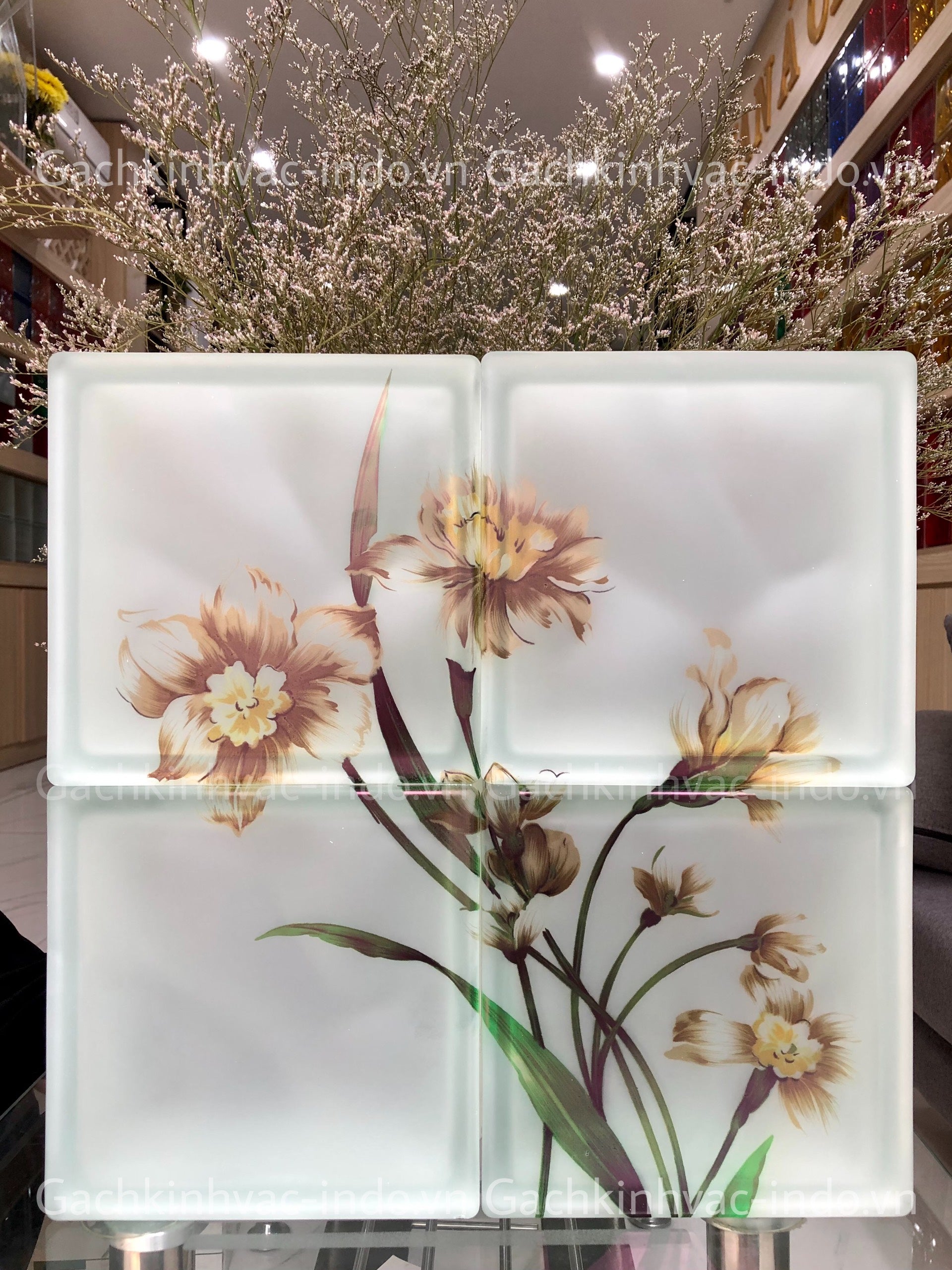 GLASS BRICK FLOWER SET