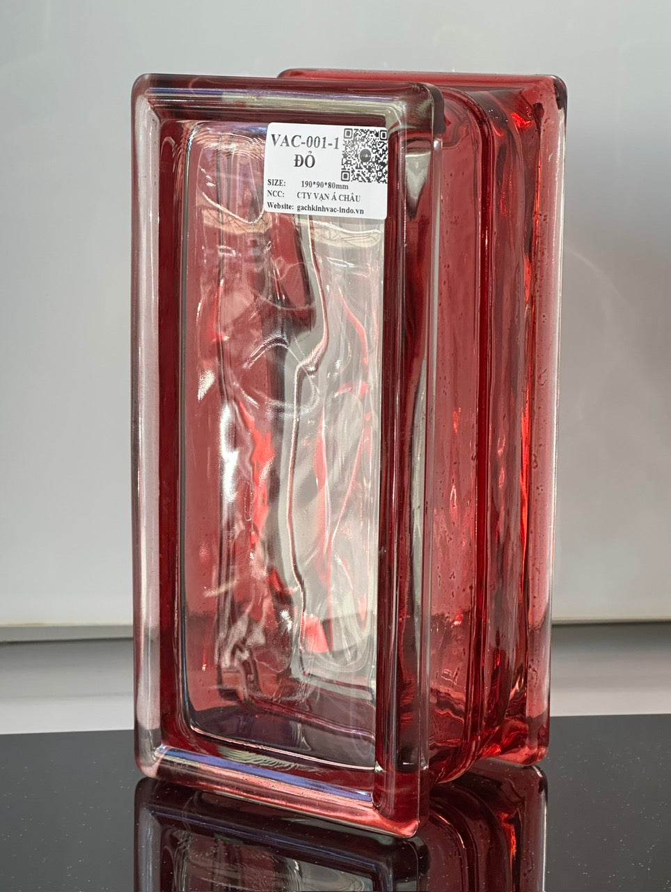 Red Rectangular Cloud Glass Brick