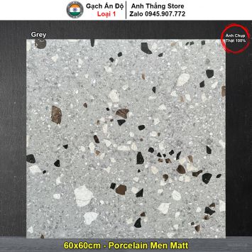 Gạch Terrazzo DSH Ấn Độ 600x600 Grey - Daisan Mart