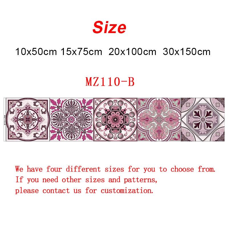 10/15/20/30cm Purple Retro Strip Tiles Wall Sticker Kitchen Stairs Tile Decoration Wallpaper Peel &amp; Stick Waterproof Art Mural