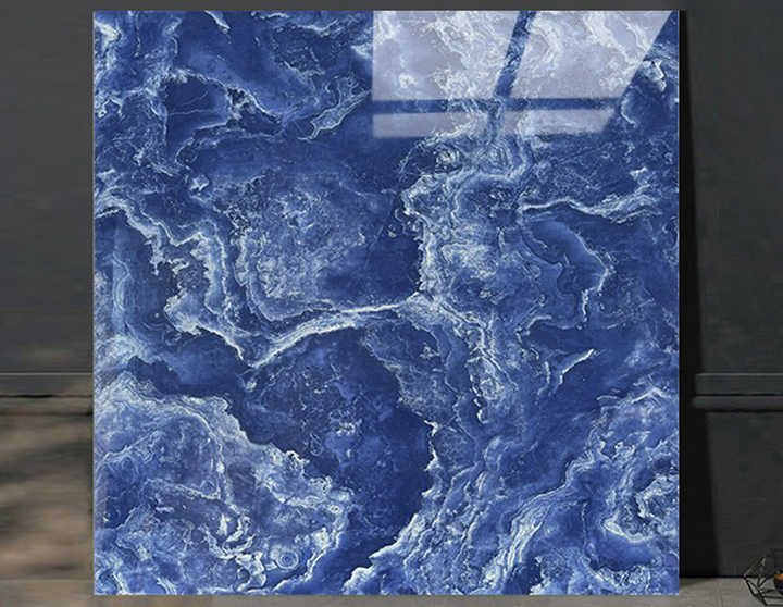 Factory Supply Dark Marble Pattern Ceramic Tiles Faux Marble Porcelain Floor Tiles 80X80 Carreaux Blue Marble Pattern