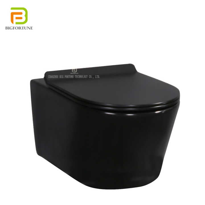 Wholesale round black ceramic wall mounted toilet Commode ceramic toilet P Trap wall mounted toilet 