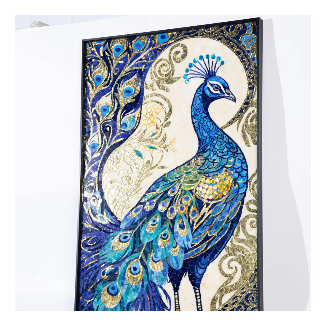 Decorative glass mosaic peacock wall sticker 