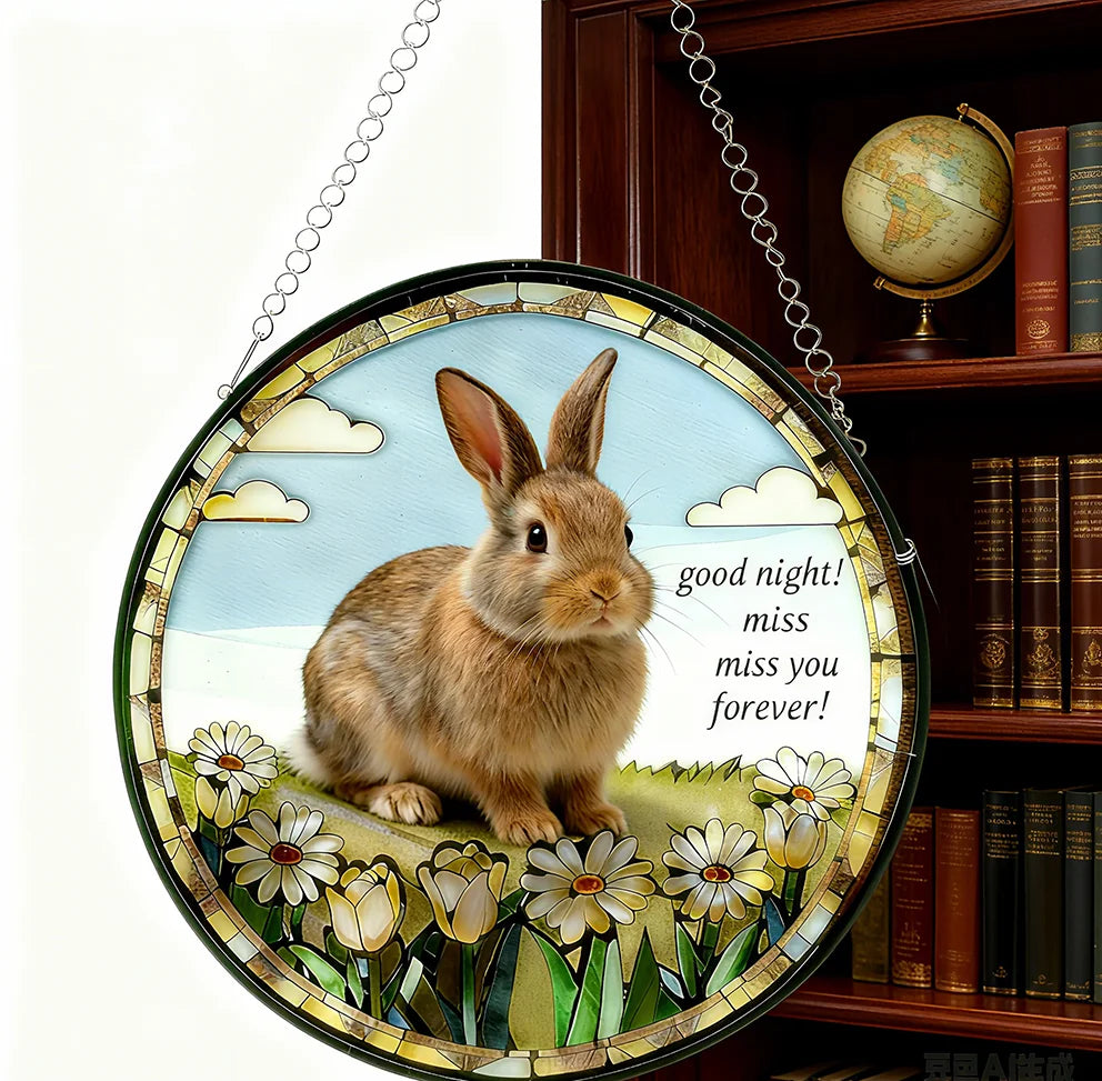 Personalized Memorial Stained Hanging Decor for Lost/Deceased Bunnies