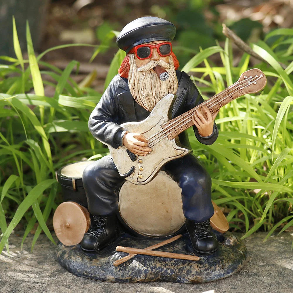 Gnome-Shaped Resin Statue Musician Figurine for Garden & Outdoor Christmas Display Painted Animal Anime Theme