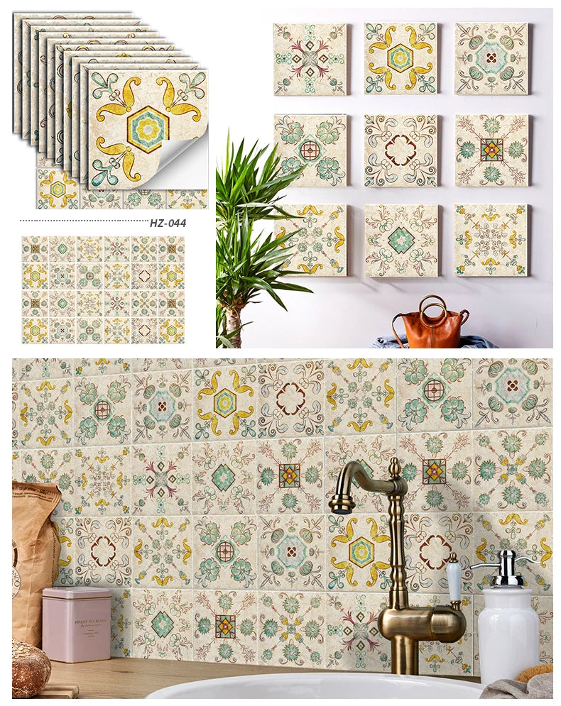 24pcs Retro Gray Kitchen Tile Sticker Wall Waterproof Self Adhesive Wallpaper PVC Furniture Cabinet Surface DIY Decorative Decal