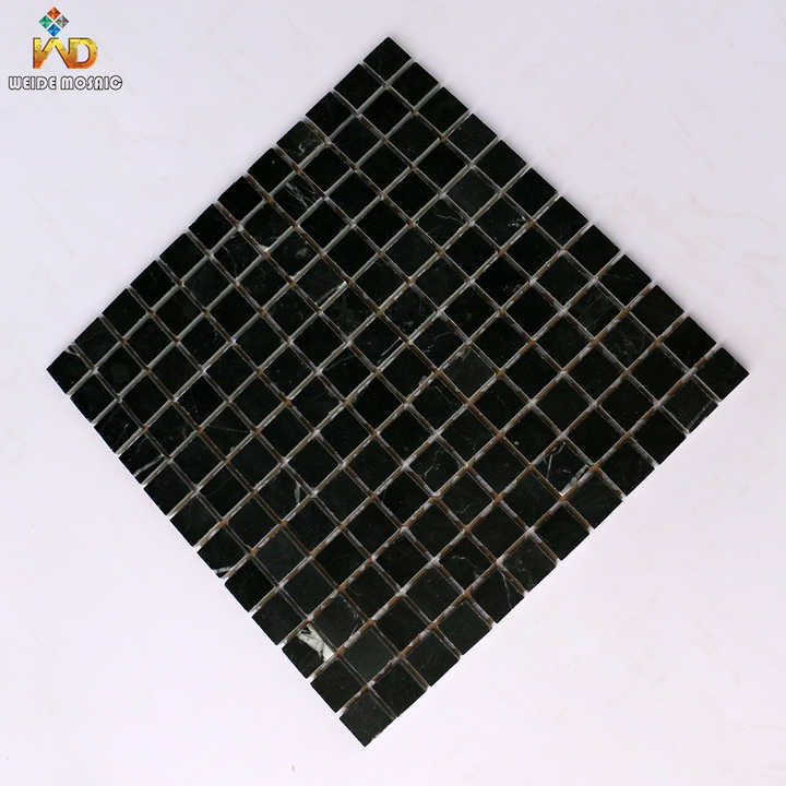 Glossy Black Marquina Marble Mosaic Tiles For Interior