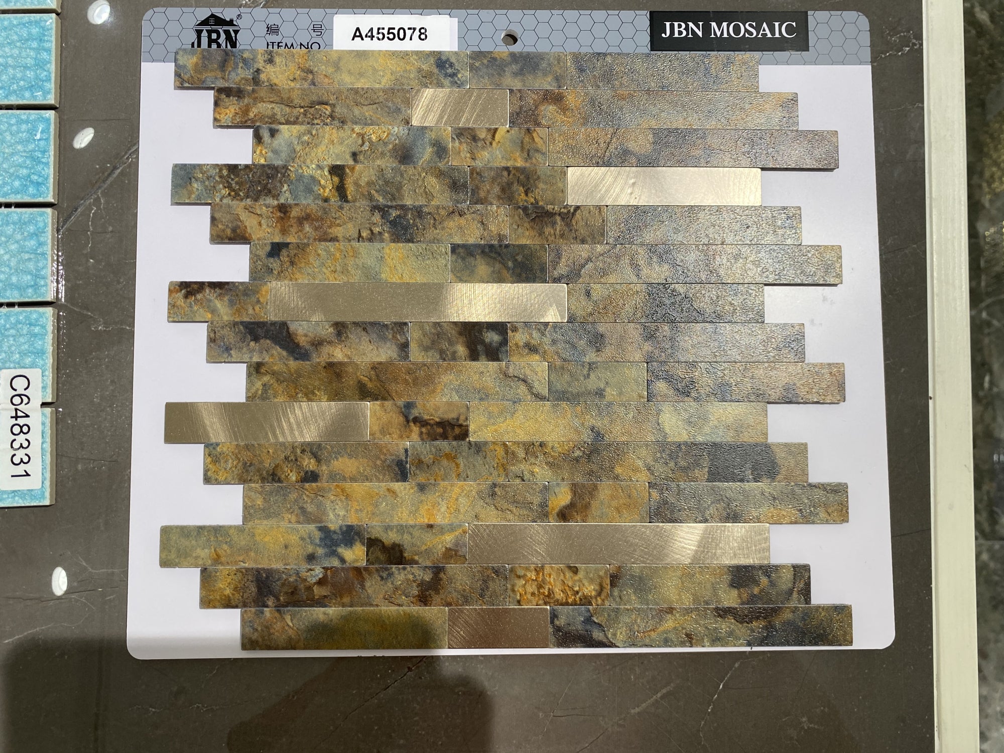 Modern white mosaic PVC tiles, easy to install, 3M acrylic adhesive 