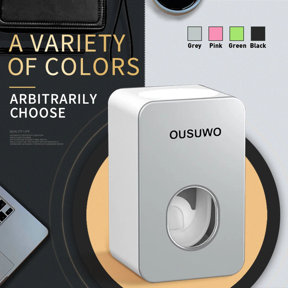 Automatic Toothpaste Dispenser Dust-proof Toothbrush Holder Wall Mount Stand Bathroom Accessories Set Squeezer