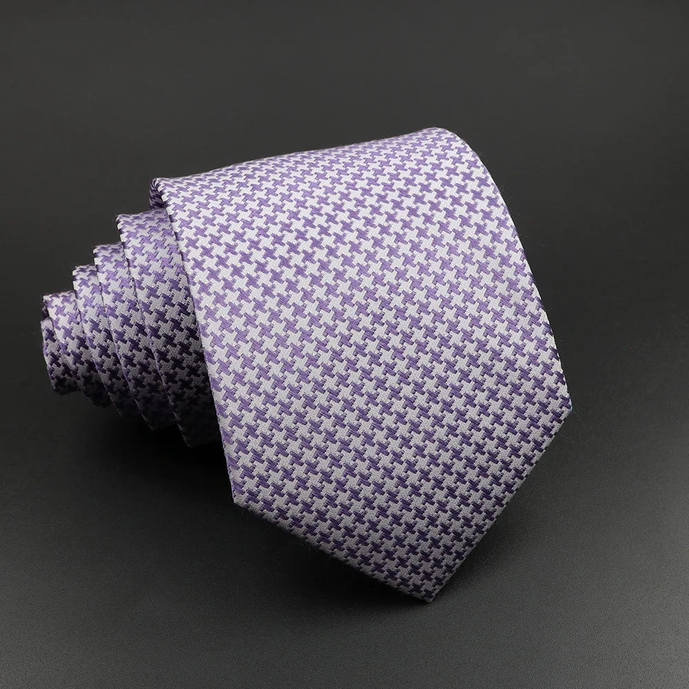 Cà vạt lụa cao cấp sọc kẻ cho nam - Xám Hồng Xanh