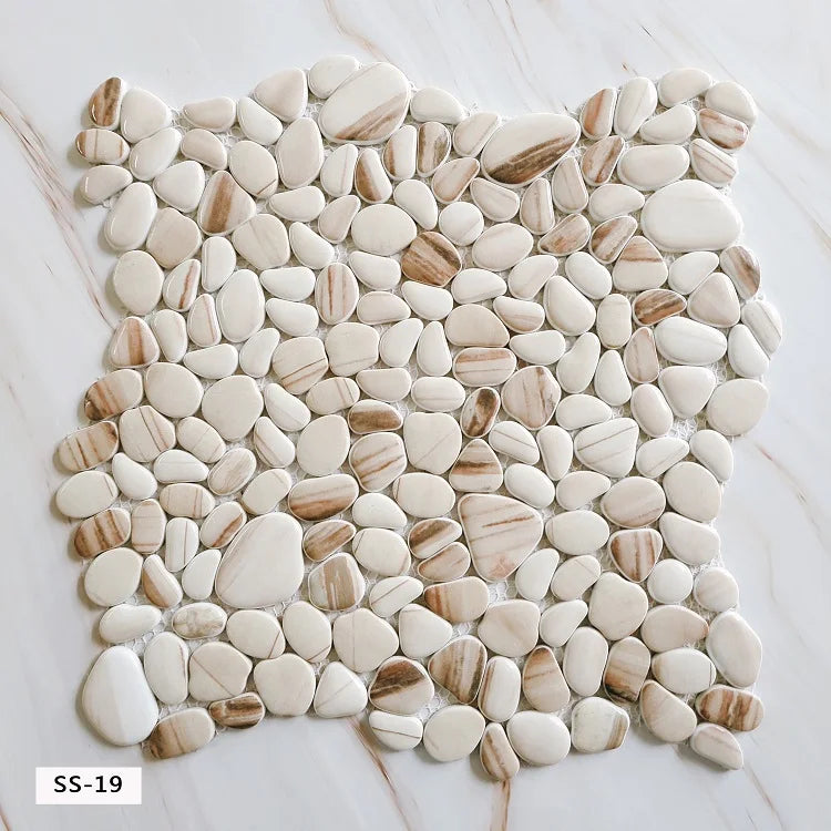 Factory Supply Bathroom Wall Tiles  Mixed Color Pebble Art Mural Wall Tiles Glass Mosaic SS-01 - Daisan Mart