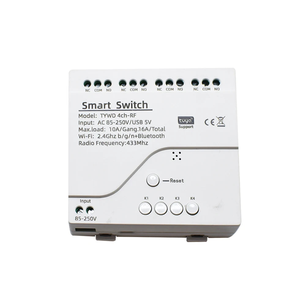 Smart WIFI RF 4CH Tuya 220V 10A 433MHz Switch