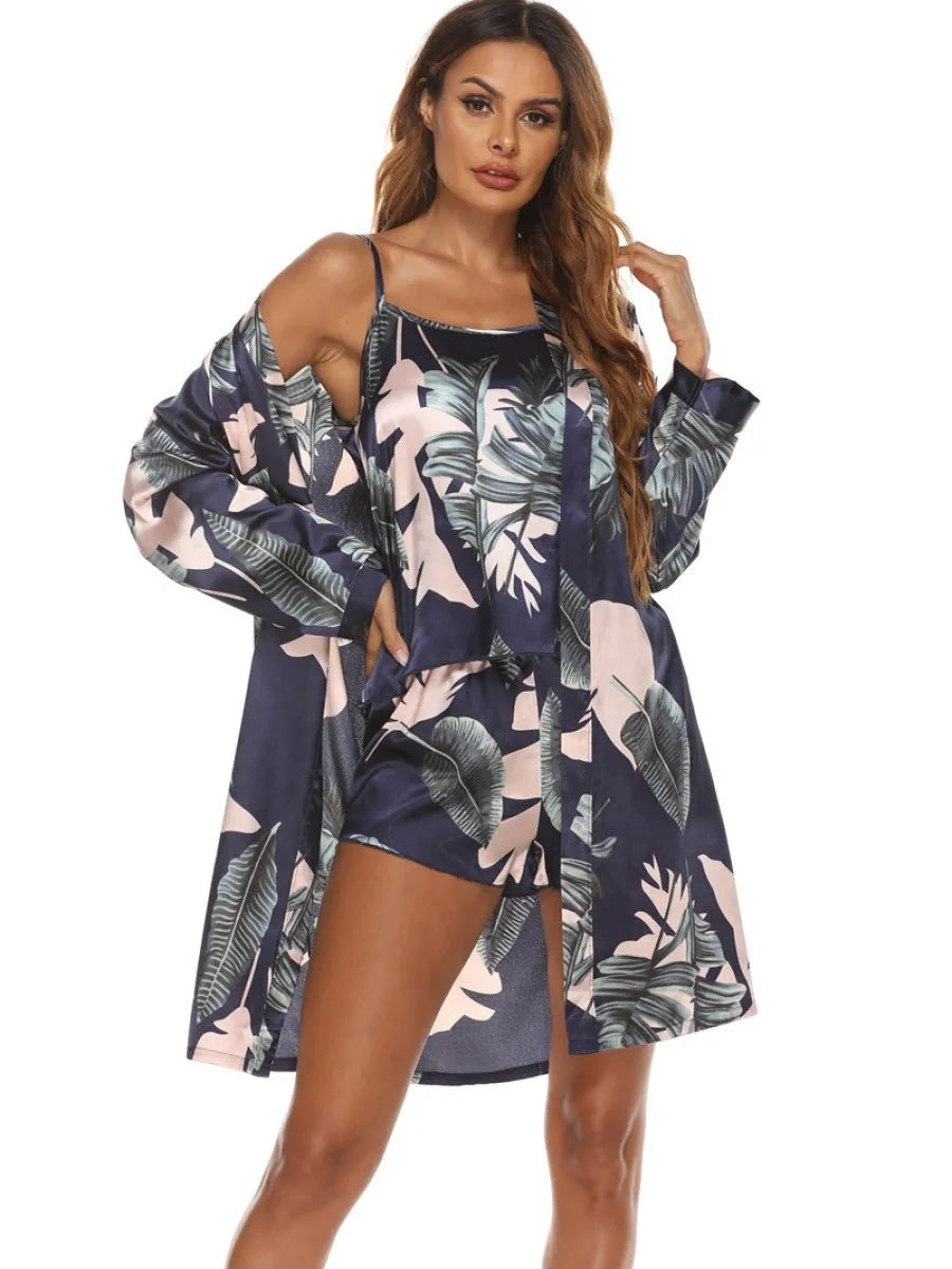 3 Piece Women's Home Furnishings Pajamas Bathrobes + Sling Set Pajamas for Women